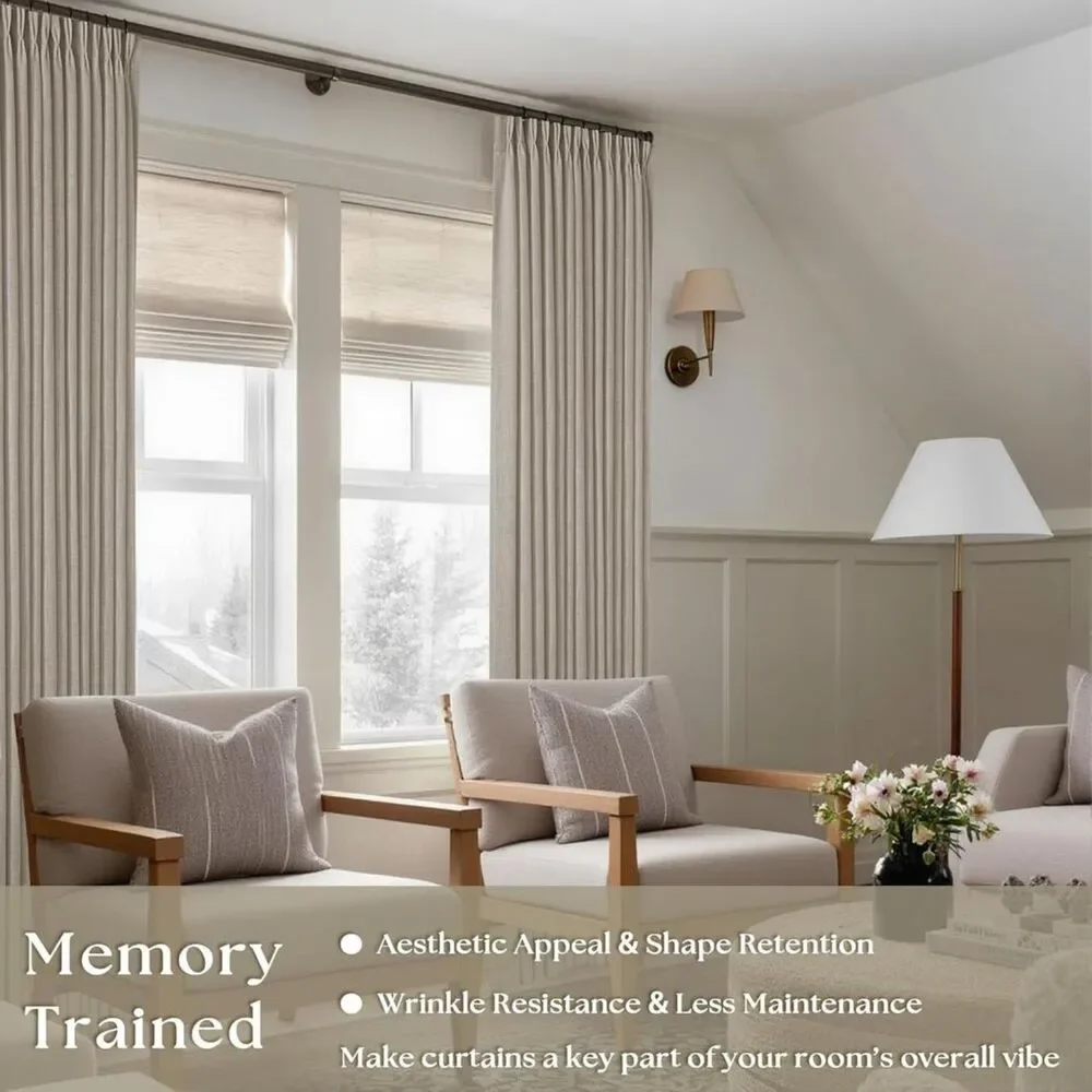 Brand New TWODRAPES Burlywood Birch Pinch-Pleat Curtains 40″ W × 84″ L –Set of 2